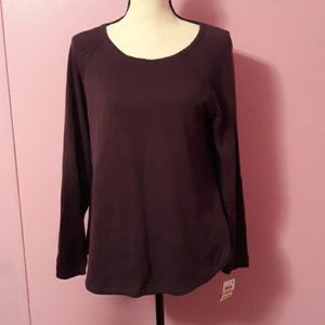 Karen Scott curved hem purple sweater